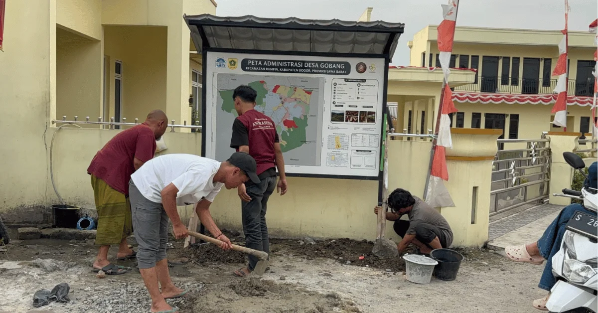 Perkuat Informasi Wilayah, KKN Antrasena 209 UIN Jakarta Buat Peta Administrasi Desa Gobang