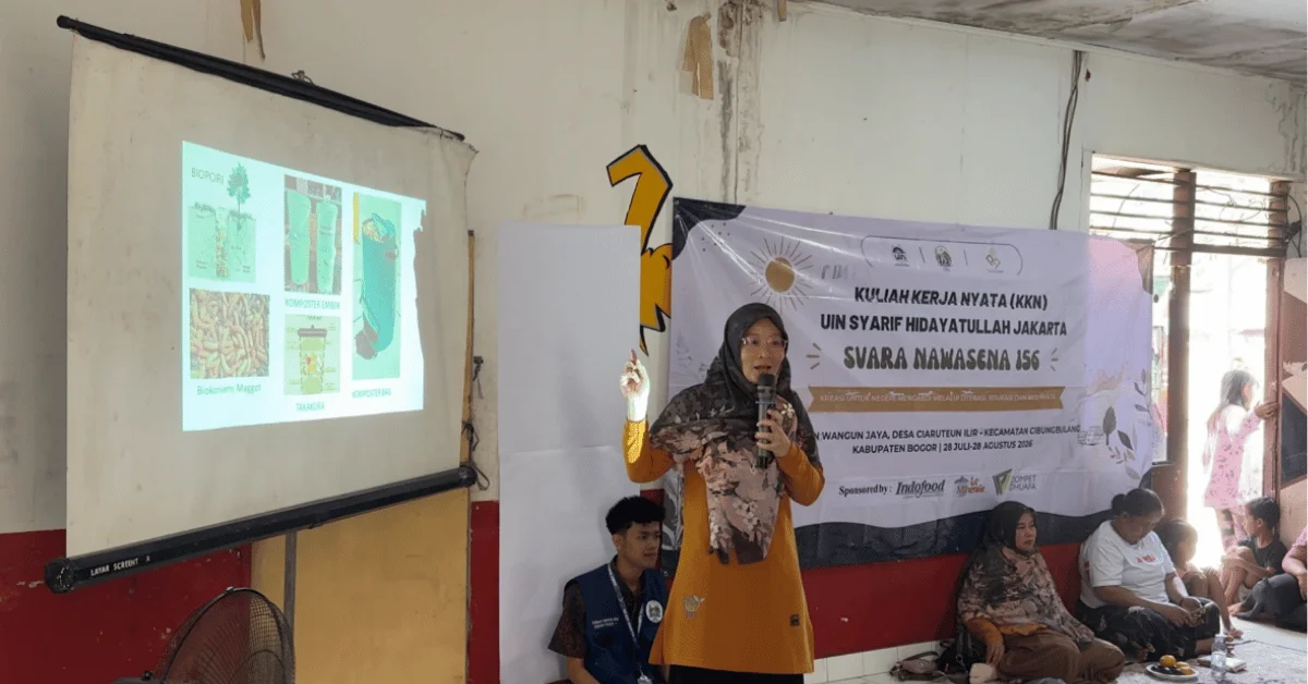 Mahasiswa KKN 156 Svara Nawasena UIN Jakarta Gelar Sosialisasi Pengelolaan Sampah di Desa Wangun Jaya